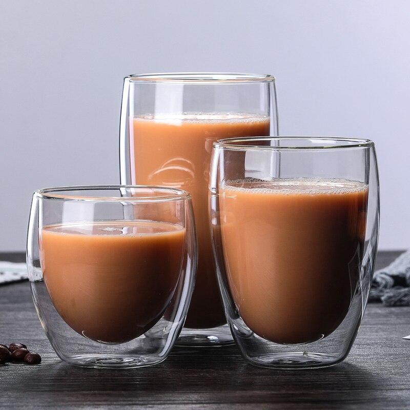 Hoge capaciteit dubbelwandige glazen bekers bier koffiebekers hittebestendige drinkbekers theemokken transparant drinkgerei