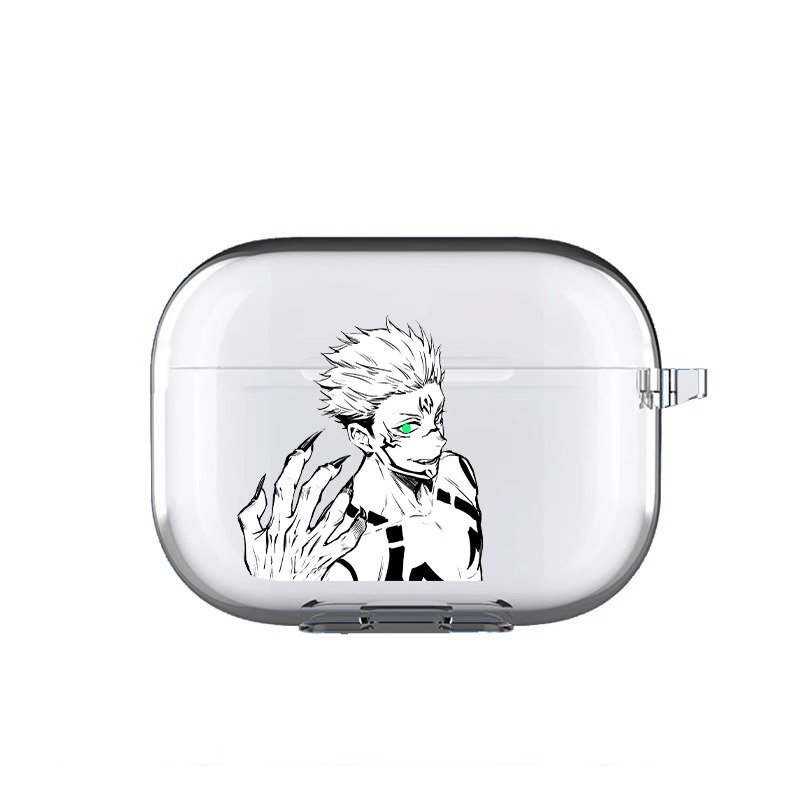 Jujutsu kaisen anime transparent tpu-skal till airpods pro 2 1 3 sukuna gojo satoru mjukt silikonfodral till bluetooth-hörlurar: Xs / Brun