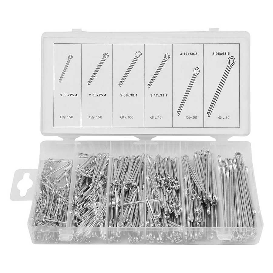 555Pcs Split Pins Mechanische Hitch Haar Tractor Fastener Pin Cotter Diverse Split Splitpen Met Doos Split Pin Assortiment kit