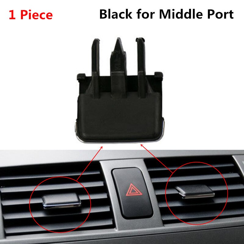 Klimaanlegg ventilasjonspute for toyota corolla 2007 vindgitter justering plektrum knott uttak kort klips reparasjon: Svart midtport