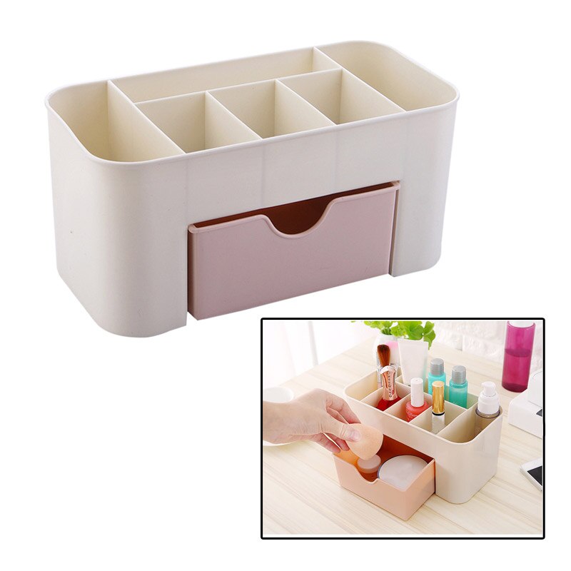 Organizadores de maquillaje de plástico, caja de almacenamiento, cajones cosméticos, caja para presentación de joyas, Organizador: pink