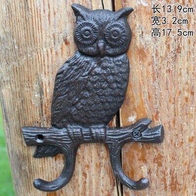 European Style Retro Cast Iron Art Hook Wall Hanging Coat Hook Owl Home Garden Decoration: 3