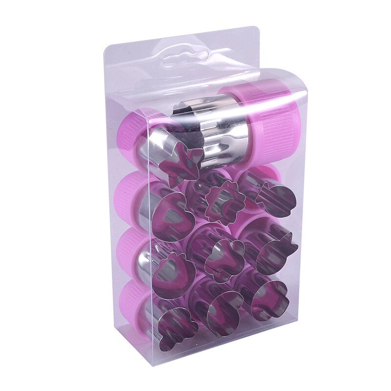 12Pcs Stainless Steel Flower Cutter Vegetable and Fruit Flower Cutting Mold Kitchen Convenience Decorative Tools Baking Mold: Purple
