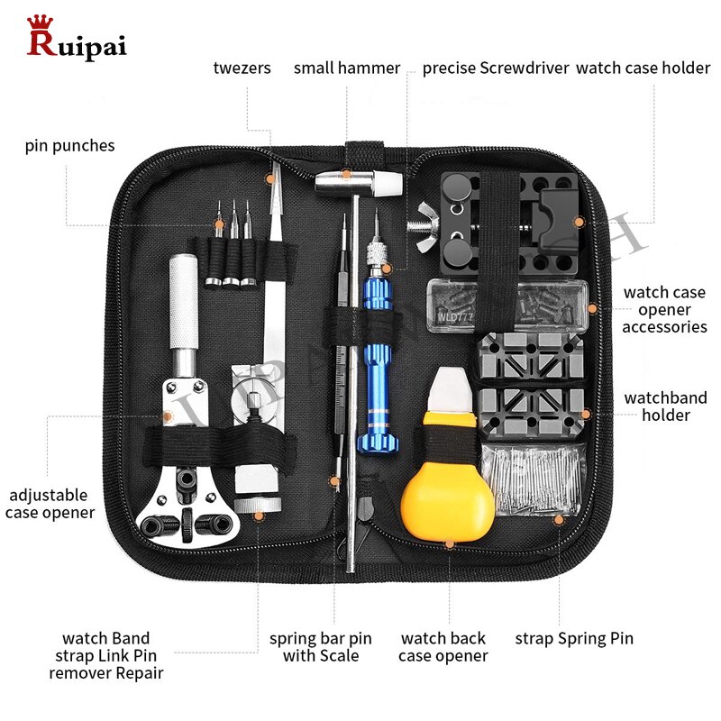 Uhrmacher Uhr Link Pin Remover Fall Opener Repair Tool Kit Set Opener Link Frühling Bar Remover Horlogemaker Gereedschap: 144pc