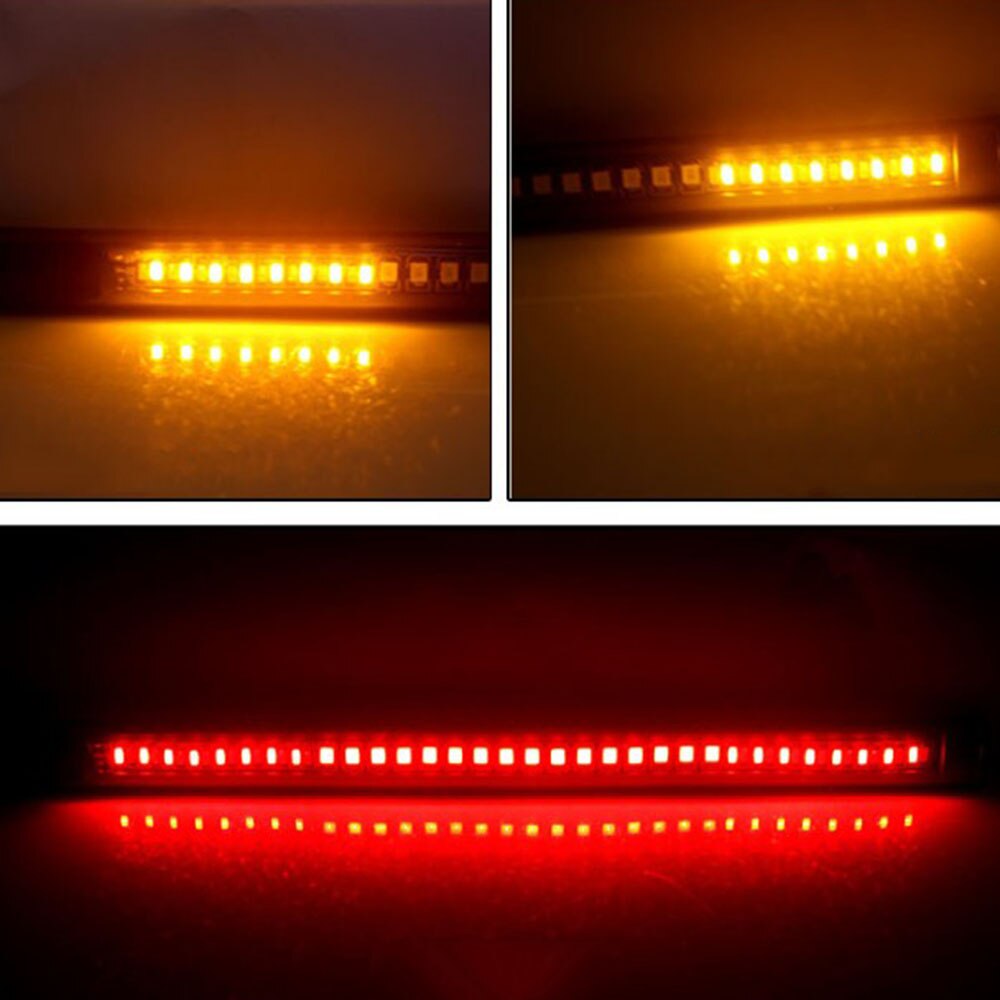 1/2pcs Motorcycle General Light Bar 48LED Motorcycle Rear Tail Light Strip Red/Amber Signal Brake DC 12V