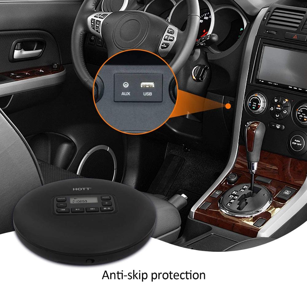 Baladeur de CD de musique de lecteur de CD de HOTT CD204Portable avec l'affichage d'affichage à cristaux liquides lecteur de musique de CD avec Anti-saut/antichoc pour le voyage à la maison et la voiture
