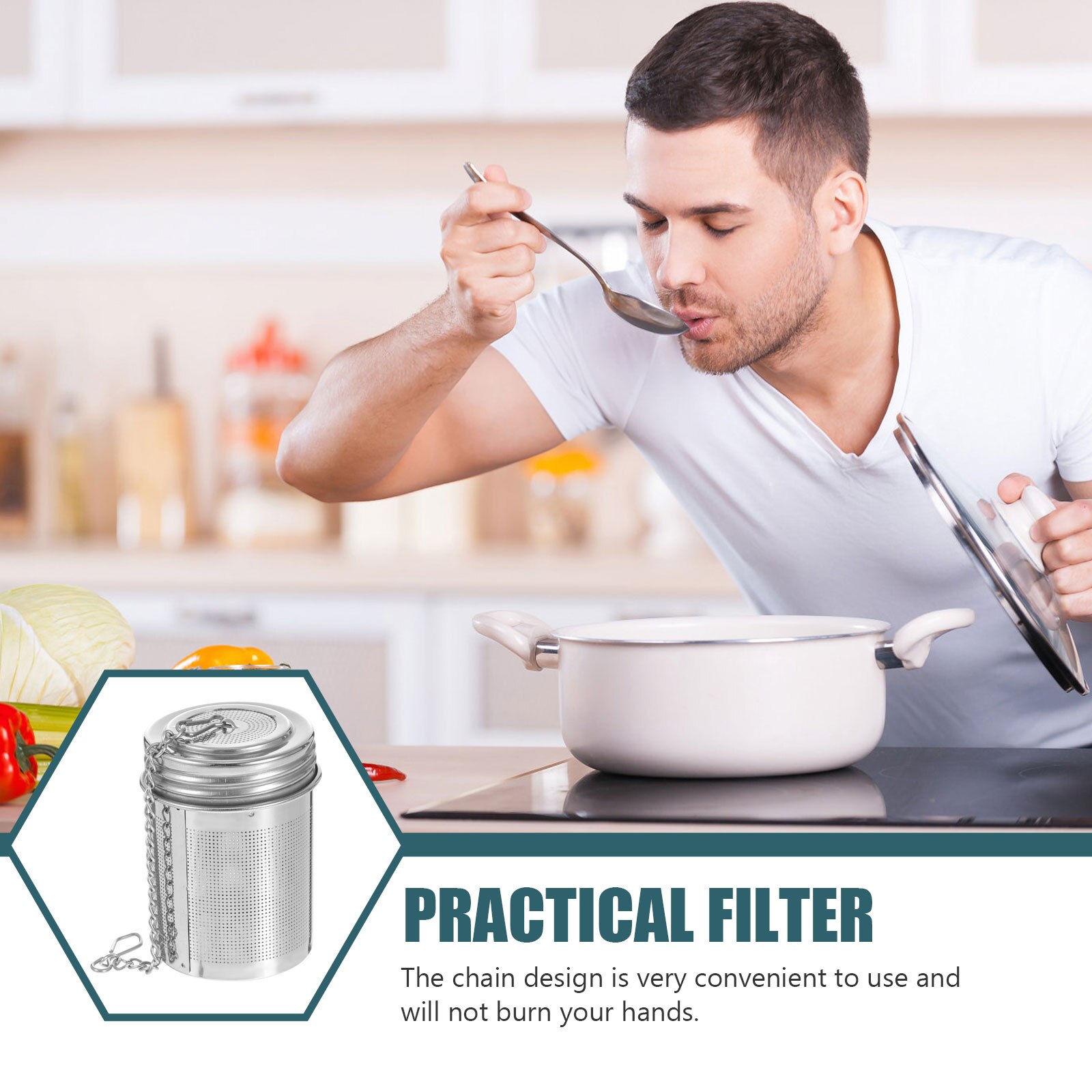 2 szt. Trwałe filtry ze stali nierdzewnej przyprawa wygodne kosze filtracyjne robić kuchni (srebrny)