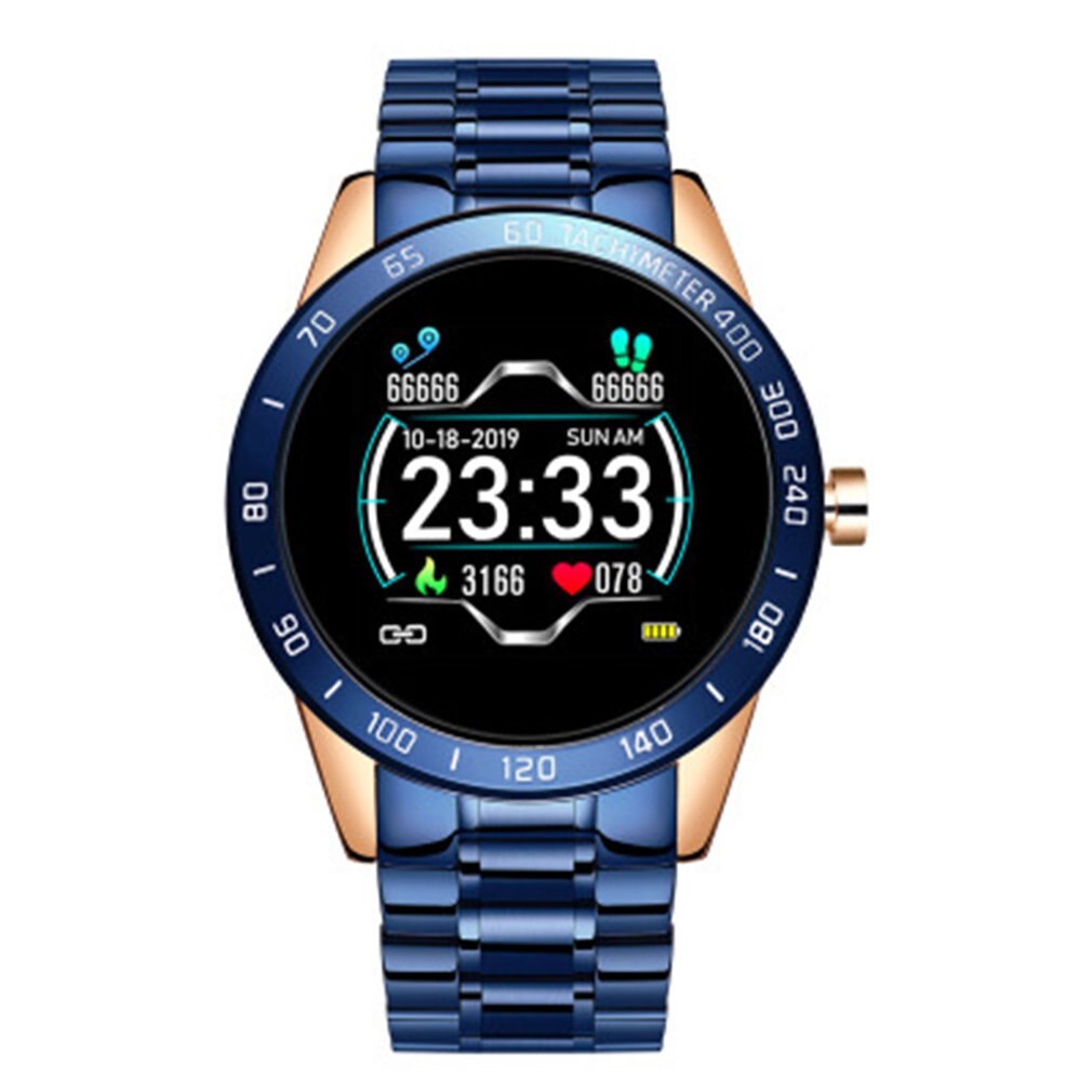 Stalen band multifunctionele smartwatch informatieherinnering meerdere sportmodellen smartwatch detectie met één klik: Blauw