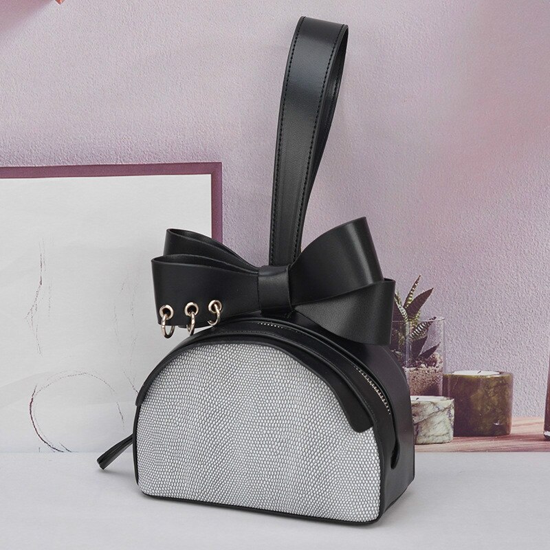 Bolso Retro Para Mujer con lazo panelado, bolso de mano de cuero PU, anillo de metal, mini bolso hobos portátil, bolsos casuales, bolsos con asa superior, bolso principal: C7