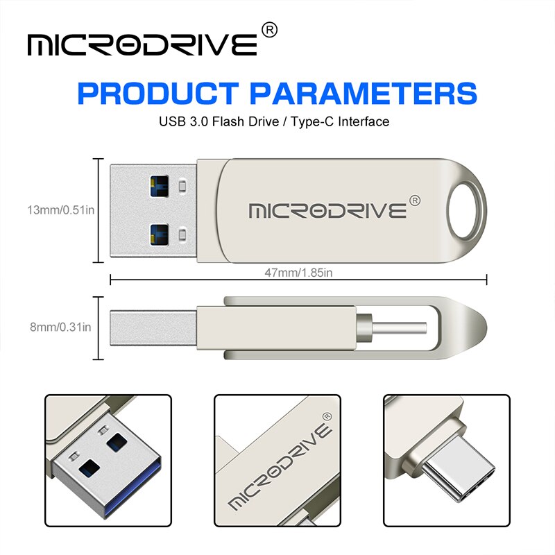 Type C USB3.0 flash drive 8GB 16GB 32GB 64GB 128GB for Andriods SmartPhone Memory MINI Usb Stick