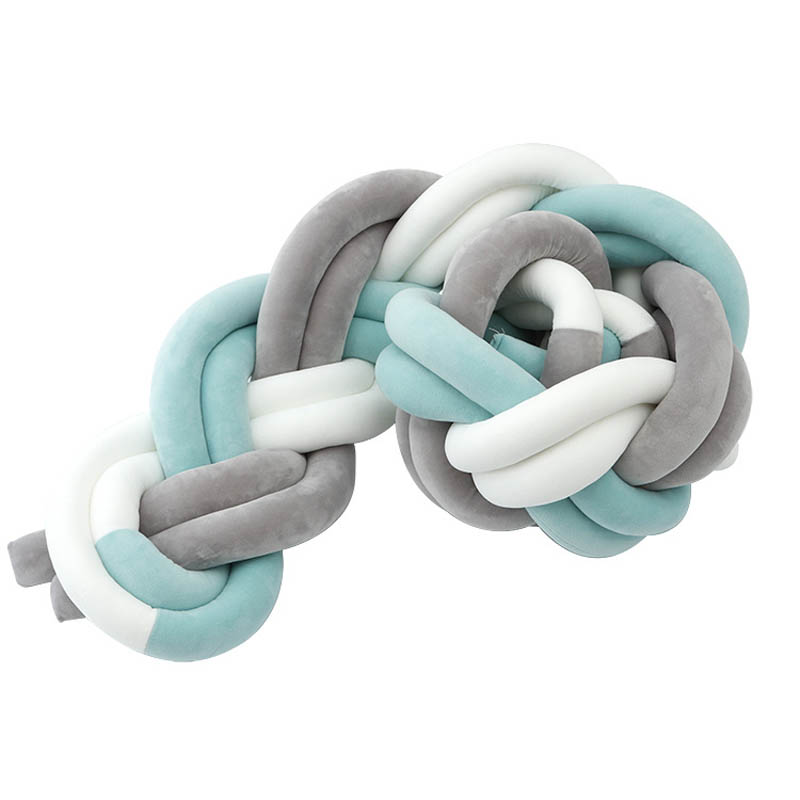1.5M Geknoopt Twist Touw Handgemaakte Barrière Braid Knot Kwekerij Voor Kind Wieg Hek Cot Rail: blue white grey