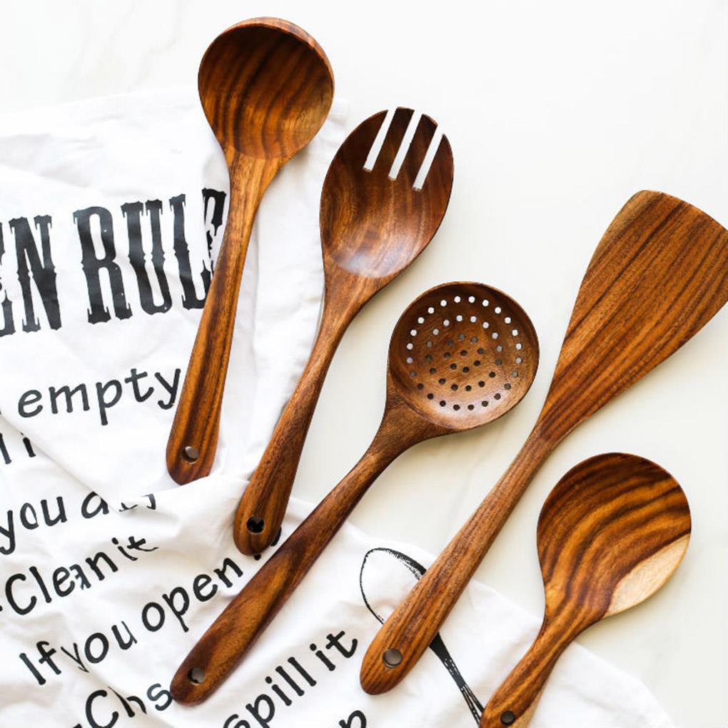 Houten Spatel Scoop Vergiet Koken Gebruiksvoorwerp Set Keuken Benodigdheden Koken Gereedschap Non-stick Hand Wok Schop Keuken Gereedschap