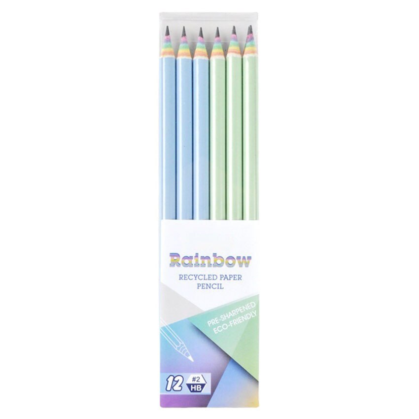 12Pcs/Box Paper Rainbow Hb Pencils Writing Stationery Drawing Painting Cute Pencils For School And Office Supplies