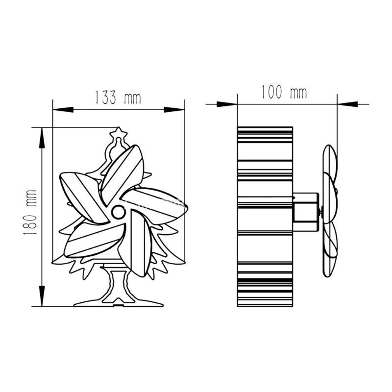 5 Blades Heat Powered Fireplace Stove Fan Christmas Tree Wood Log Burner Silent