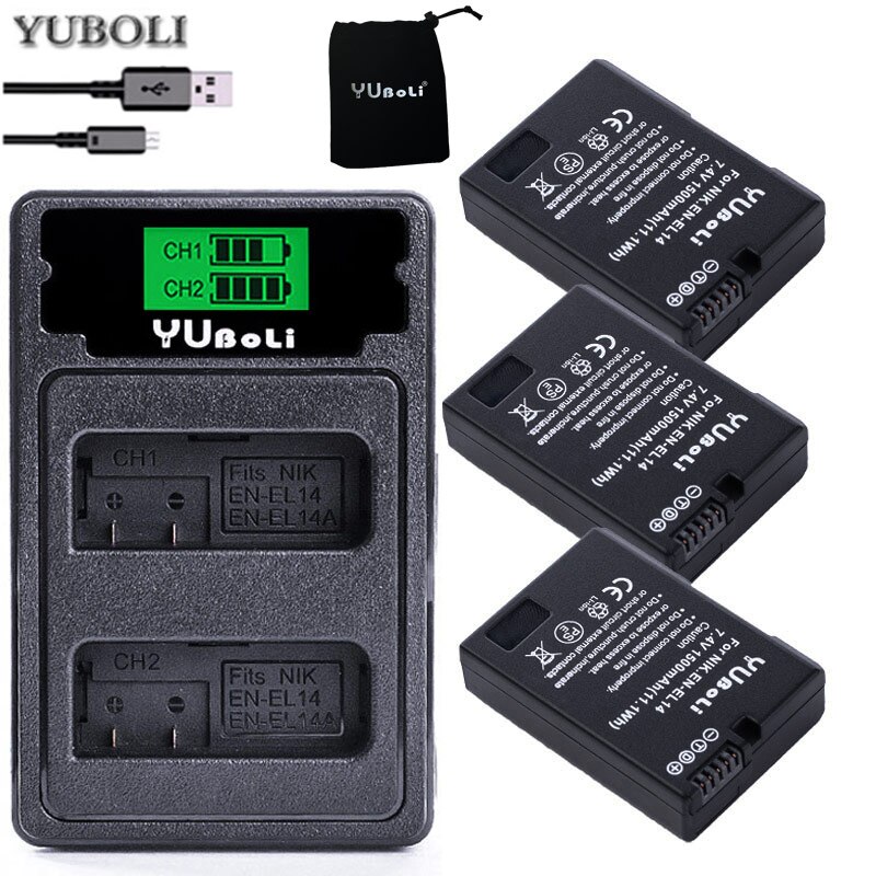 Decoded bateria ENEL14 en-el14a EN EL14 EL14A EN-EL14 Battery For nikon Coolpix D3100 D3200 D3300 D5100 D5200 D5300 P7000 P7100: charger and 3battery