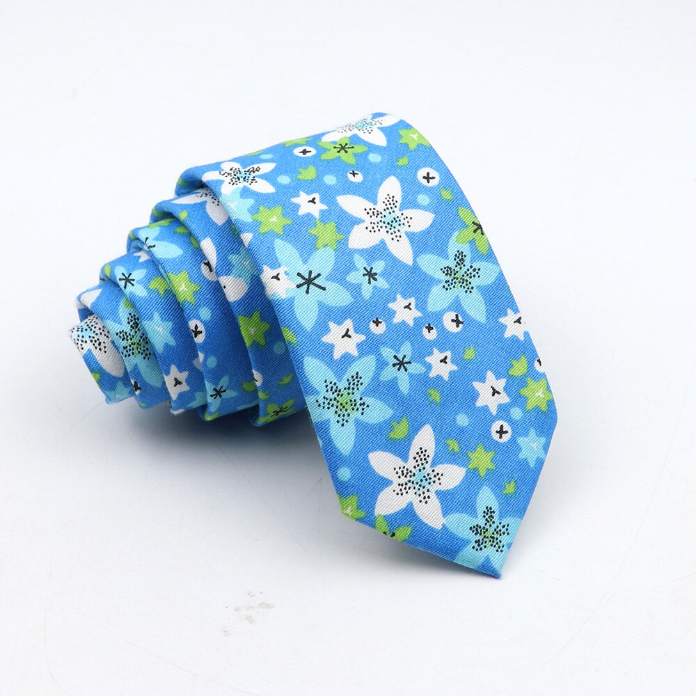 Neue Blumenkrawatte für Männer, dünne, lässige Baumwollkrawatte für Hochzeit, lässige Herrenkrawatten, klassische Anzüge, Blumendruck-Krawatten, Krawatte