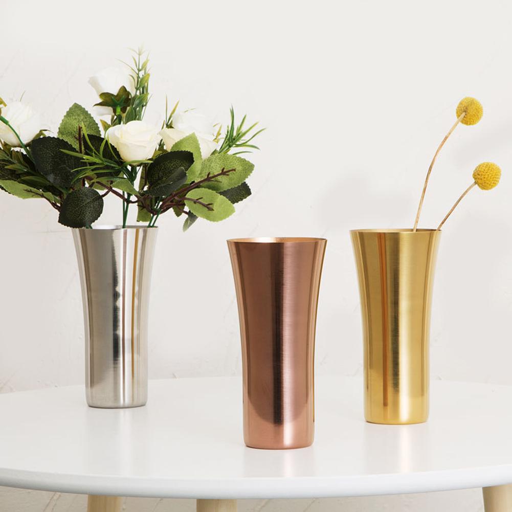 Nordic Style Copper-plated Golden Vase Stainless Steel Decorative Water Cup Flower Holder Vase Home Restaurant Decor