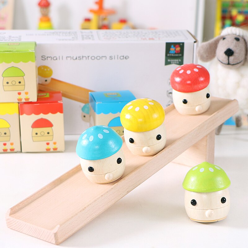 Kind Grappig Speelgoed Houten Model Kleine Paddestoel Slideway Blokken voor Verminderen Prseesure Speelgoed