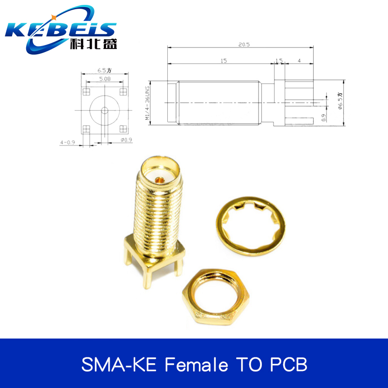 2Pcs SMA SMA-KE/KWE/KHD Female Jack Male Plug Adapter Solder Edge PCB Straight Right angle Mount RF Copper Connector Plug Socket: green