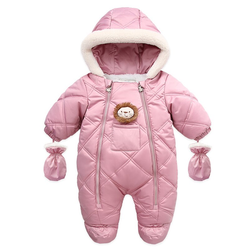 2021 nova moda menina snowsuit menino outwear 0-24m roupas de bebê com luvas de inverno do bebê recém-nascido macacão infantil: 15 pink / 9 M