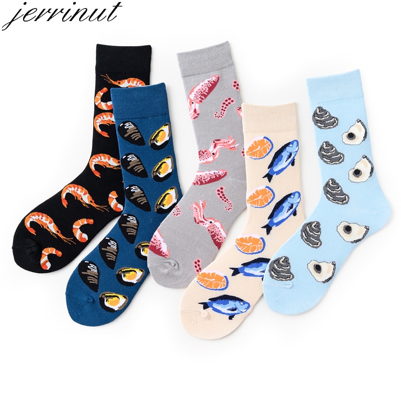Jerrinut herre bomull uformelle morsomme sokker med trykk glade søte tegneseriesokker varme høst vinter tegneseriesokker mannskap 1 par