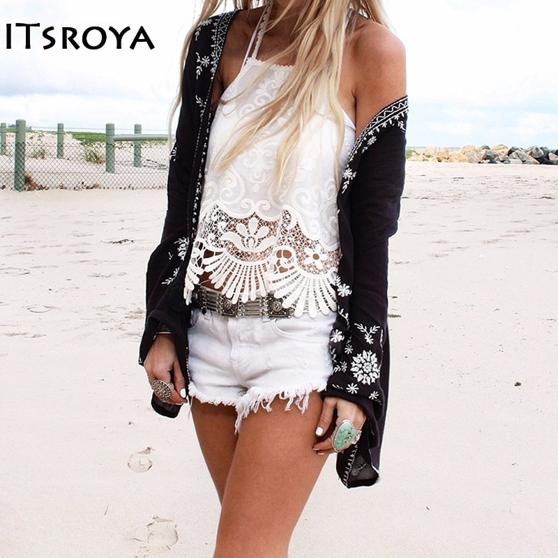 Itsroya Vrouwen Sjaals Chiffon Sjaal Onregelmatige Getrimd Vest Hollow Zomer Strand Dames Capes Cover Up