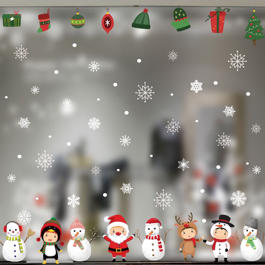 Sneeuwvlok Decor Kerst Muursticker Home Diy Decals Voor Deur En Raam Kerst Decoratie Рождественские Украшения