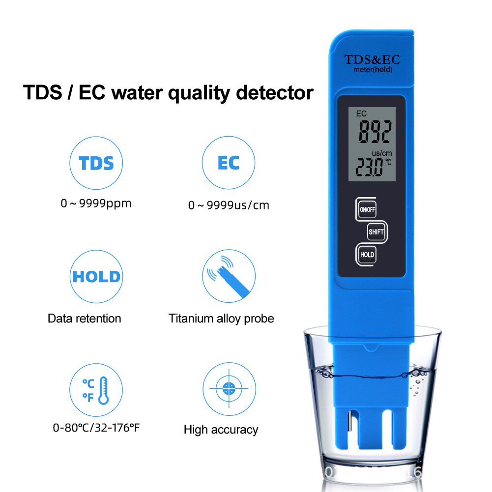 3 in 1 TDS/EC/Temperature Meter Pen Portable Pen Type LCD Digital Water 0-9990 Water Purity Monitor Tester