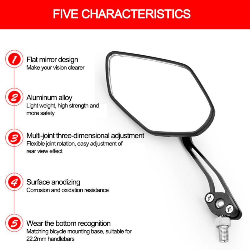 Rowerowe lusterko wsteczne lusterka bezpieczeństwa cofania na rowery elektryczne Góra rower lusterka ze stopu aluminium akcesoria rowerowe