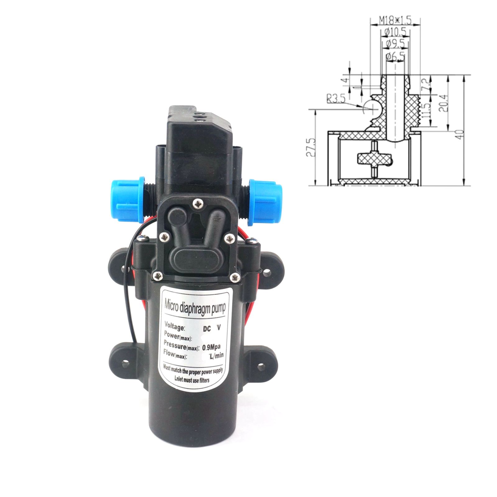 12V/24VDC 15W/30W/60W/80W Membranwasserpumpe Selbstansaugende Druckerhöhungspumpe Automatischer Schalter Durchfluss 2-5,5L/min: Grün / 4,5 V