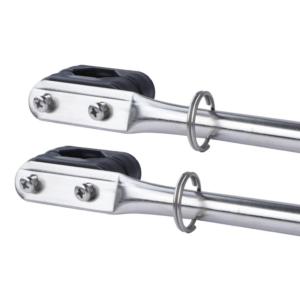 2 Pieces Stainless Steel Rail Mount Boat Pulpit Staff (7/8" - 1 1/4"), 15.5"Boat Yacht Marine Flag Pole