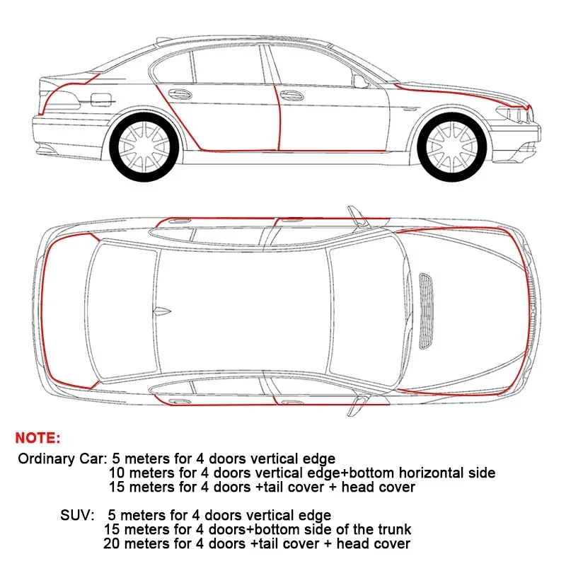 2/5/10m protezione del bordo della guarnizione della portiera dell'auto strisce di nastro sigillante automatico rivestimento della protezione adesivi del bagagliaio della porta dell'automobile guarnizione decorativa per auto
