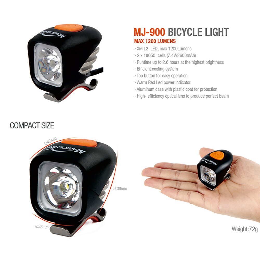 MagicShine MJ900 1200 Lumen LED Bike Front Light Compact Powerful Waterproof IPX4 Usb Rechargeable Battery For MTB Road Bicycle