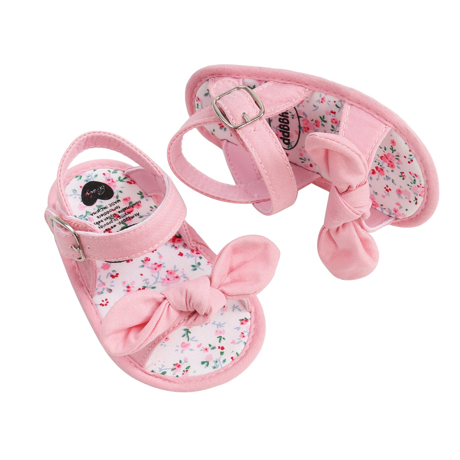 Chaussures pour -né fille de 0 à 18 mois, sandales plates à semelle souple, antidérapantes, avec nœud papillon, chaussures de berceau en dentelle à pois et rayures, pour première marche