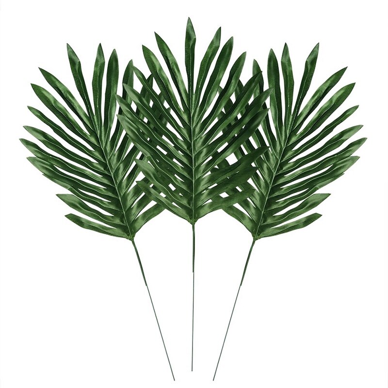 24 stk kunstige palmeblade med stilke tropisk plante kunstige blade safari blade hawaiian luau fest jungle strand fødselsdag deco