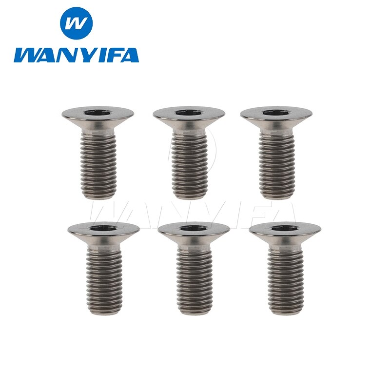 Wanyifa titan bolt  m6 x 10 15 25 30 35 40mm ti forsenkede skruer unbrakon flatt hode for sykkel tilbehør: M6 x 40 titan