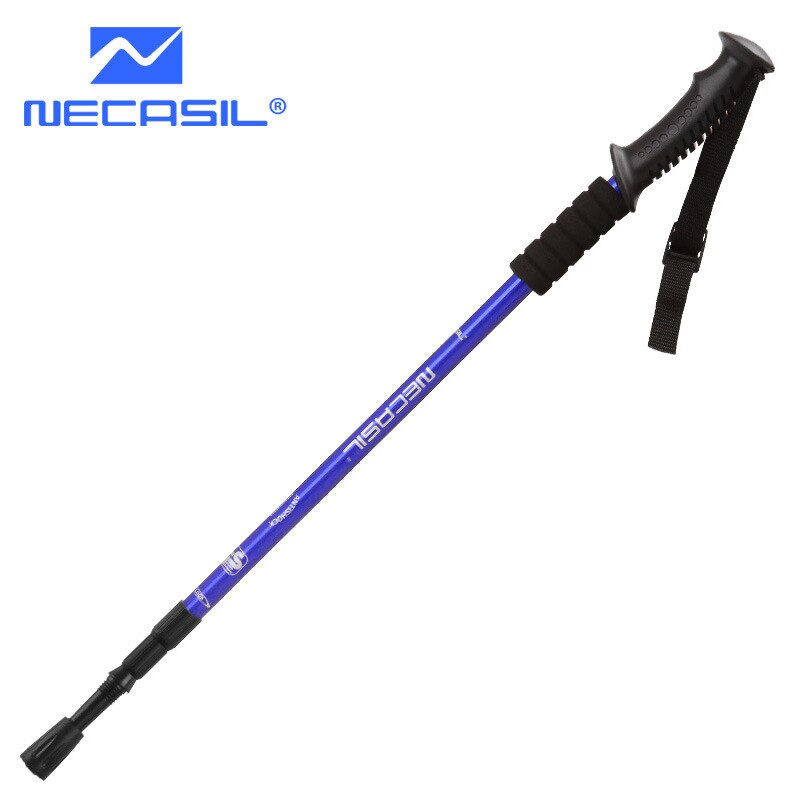 Outdoor Camping Walking Stick Telescopic Hiking Stick Aluminum Foldable Hiking Poles Outdoor Accessories For Trekking Camping: Blue