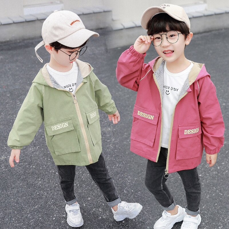 Petit Trench à capuche pour enfants bébé garçon à manches longues coton coupe-vent vêtements d'extérieur décontractés ample enfant en bas âge coupe-vent enfants veste