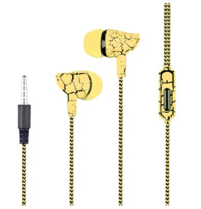 Originele In-Ear Oortelefoon Crack Gevlochten Bedraad Met Microfoon 5 Kleur Headset Hifi Oordopjes Bass Koptelefoon Oor Telefoons: Geel