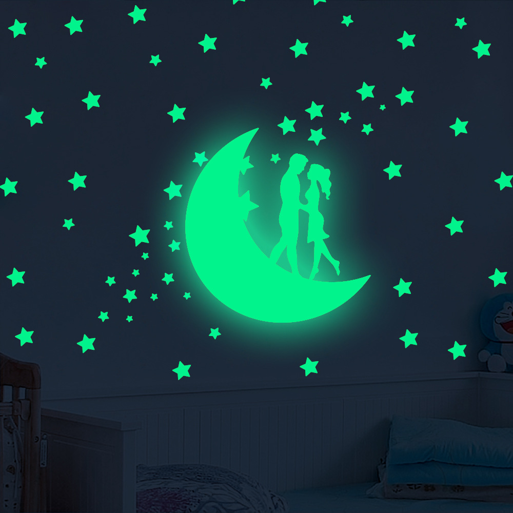 Autocollants fluorescents pour Couples, lettres d'amour qui brillent dans la nuit, pour de saint-valentin: moon Couples