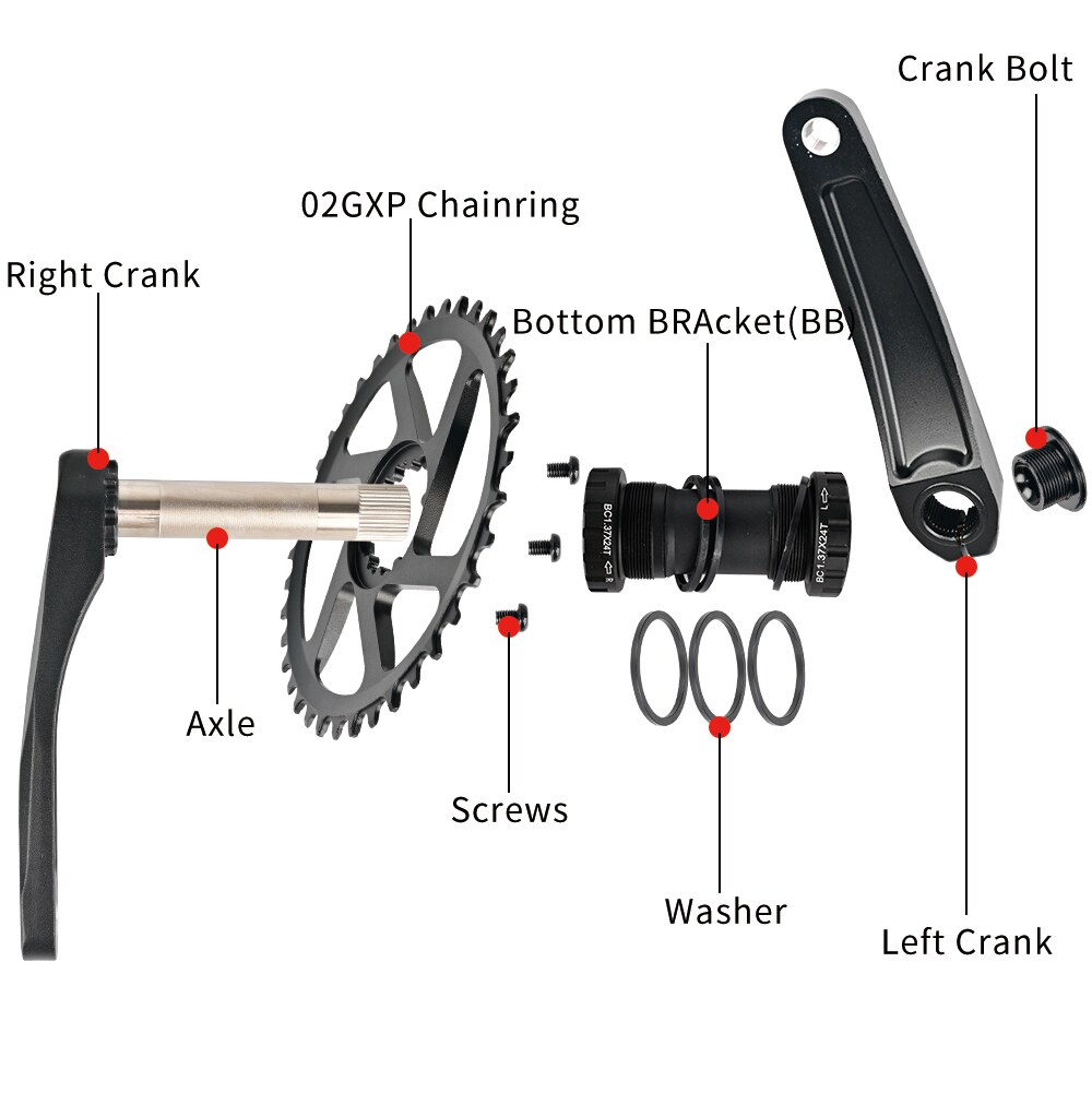 RACEWORK Mountain Bike Crankset 170/175mm MTB GXP Crank 32T 34T 36T 38T Chainring Bicycle Crankset For SRAM XX1 XO1 X1 GX XO X9