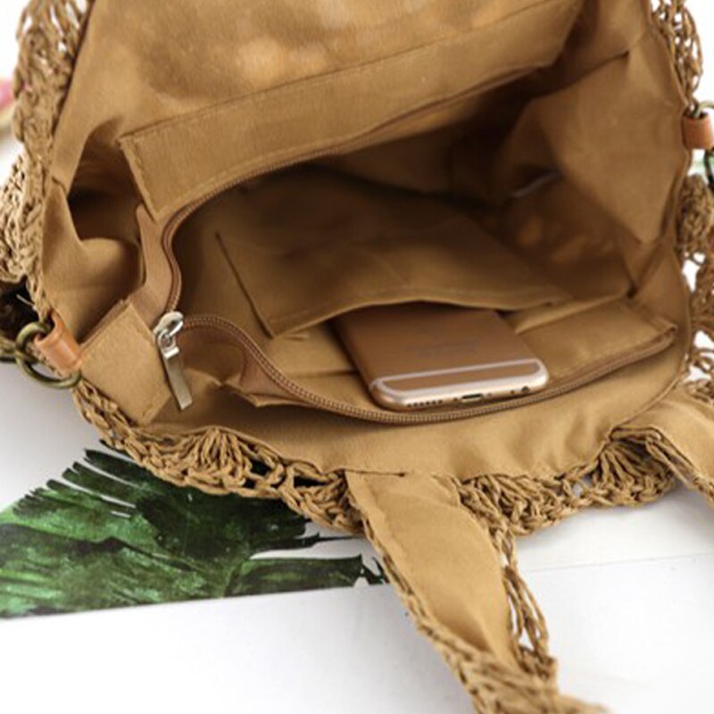 Boheemse holle ronde strozakken voor dames, rotan handtassen, casual rieten geweven schoudertassen, crossbody tassen, zomer strandtassen, grote tassen