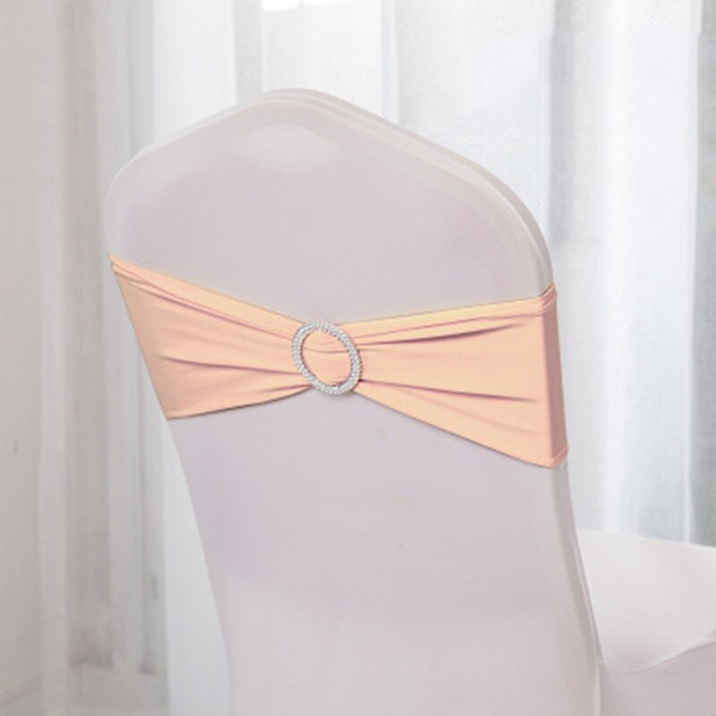 10 pièces/ensemble Spandex chaise bande noeud avec anneau rond pour mariage Banquet fête événement décoration élastique chaise ceintures Style: Champagne
