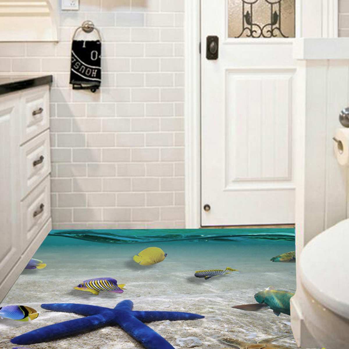 60x90cm waterproof bathroom kitchen wall sticker ocean deep water sea home decor stickers fish decorative decal mural kids room