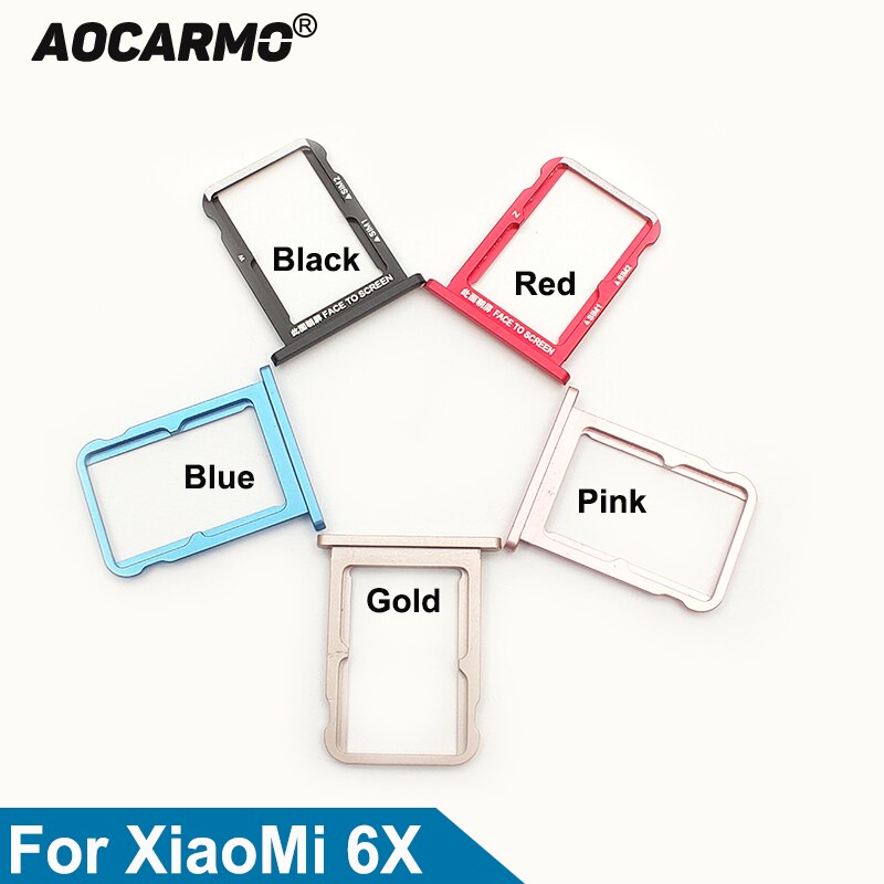 Aocarmo-bandeja de Metal para tarjeta SIM XiaoMi 6X, recambio de soporte de ranura para MicroSD