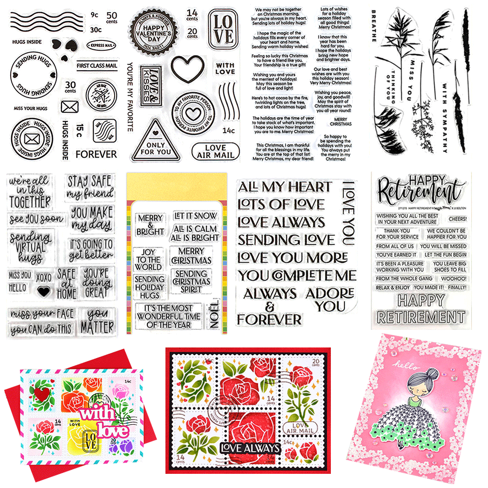 Amor del collage postal; Sellos transparentes de copo de nieve de estrella para manualidades DIY, álbum de tarjetas, decoración de colección de recortes, sellos transparentes