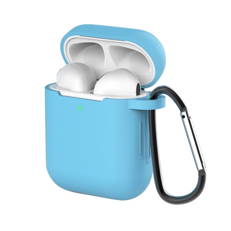 Krzemu skrzynka dla Apple Airpods 1/2 pokrywa ochronna słuchawka Case słuchawki przypadki ochronne dla Apple Airpods 2/1 okładka: Sky blue