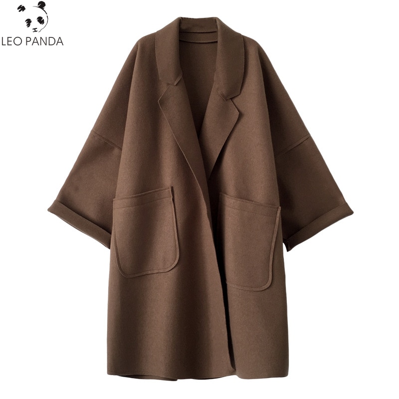 Manteau Oversize femme automne femmes manteau de laine grande poche femme Camel manteau dames longue décontracté grande taille manteau noir