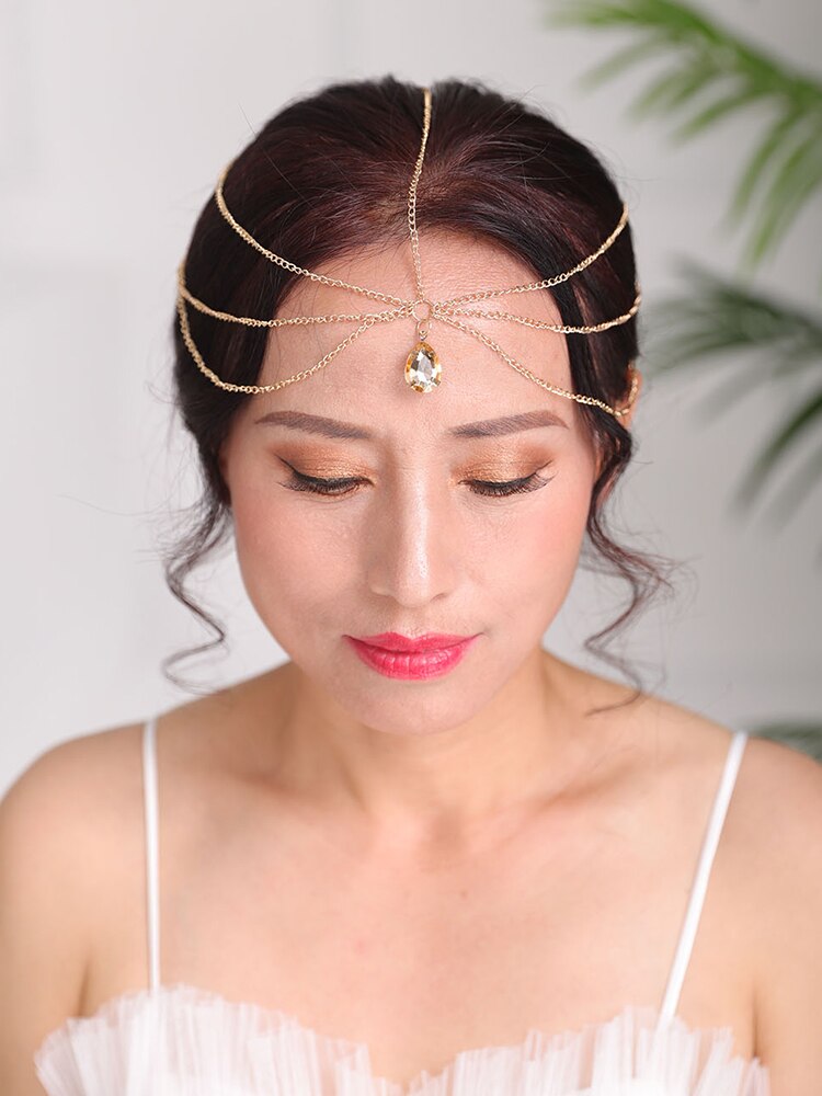 Accesorios de boda Vintage, cadena de cabeza plateada y dorada, joyería Bohemia para el cabello, diadema para fiestas para mujeres, corona, tocado nupcial