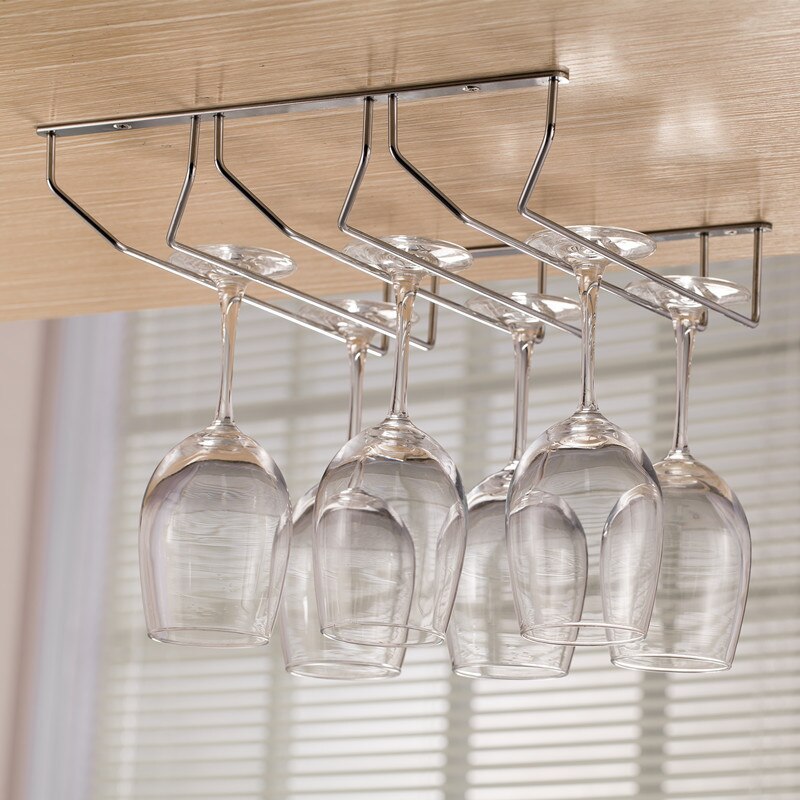 1Pc Nuttig 34Cm Rvs Wijnrek Glas Wijn Houder Opknoping Bar Hanger Plank Bar Gereedschap: 3 rows